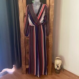 Express colorful striped jumpsuit Nwt size XS & fit small tall or heels